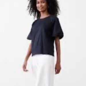 Banana Republic puffed sleeve mixed media top